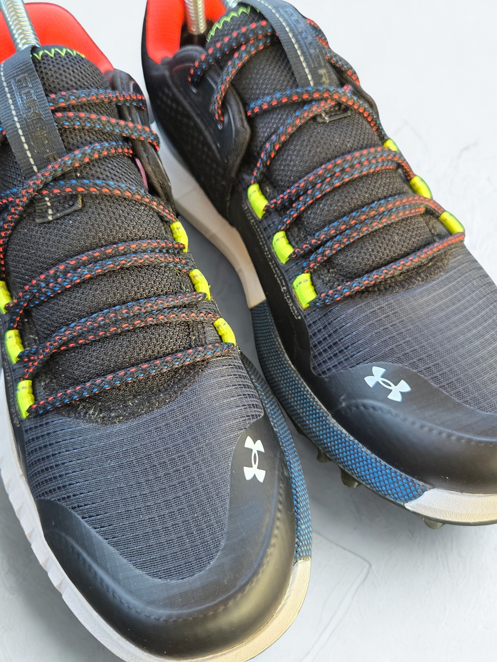Under Armour Men’s Black Athletic Sneakers with Neon Green Accents